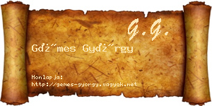 Gémes György névjegykártya